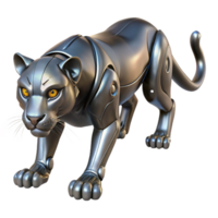Robotic Panther Metal Big Cat A futuristic panther crafted as a robotic design, navigating the digital jungle with precision. png