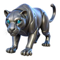 Metallic Panther Robot A sleek panther crafted as a metallic robot, prowling through the digital jungle with precision. png