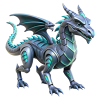 Two-Headed Dragon Robotic Fantasy Creature in a Futuristic Three Dimensional Scene of Design png
