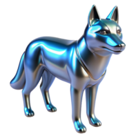 Metallic Canine Figure Three Dimensional Render in a Futuristic Scene of Design png