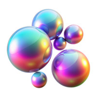 Iridescent Spheres Abstract Background A conceptual 3D depiction of iridescent spheres, focusing on abstract design and luminescent elements. png