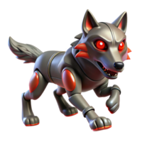 Robotic Wolf 3D Render A futuristic 3D depiction of a robotic wolf, showcasing its advanced design and mechanical features. png