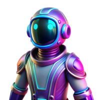 Neon Robot Astronaut A dynamic depiction of a robot astronaut glowing with neon colors, navigating the digital cosmos. png