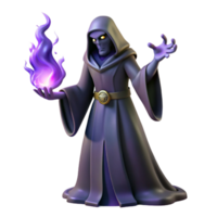 Dark Sorcerer with Purple Flame A magical scene of a sorcerer navigating a world of purple flames, capturing the essence of enchantment in a digital world. png