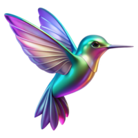 Iridescent Hummingbird in a Stunning Three Dimensional Render of Color and Movement png