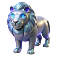 Silver Lion 3D Model A dynamic depiction of a lion crafted in silver, captured in a stunning three-dimensional model. png