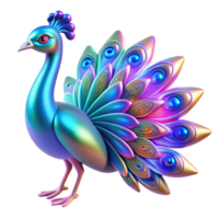 Iridescent Peacock in a Three Dimensional Render of Color and Movement png