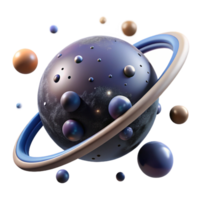 Cosmic Sphere with Ring System A conceptual 3D depiction of a cosmic sphere with a ring system, focusing on vibrant colors and dynamic design. png