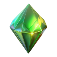 Luminous Green Gem 3D Render A stunning 3D depiction of a luminous green gem, highlighting its glowing features and enchanting presence. png
