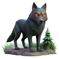 Stylized Wolf 3D Model A unique 3D model of a wolf, designed with stylized features for a distinctive look. png