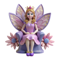Fairy Queen on Throne A magical scene of a queen navigating a world of thrones, capturing the essence of enchantment in a digital world. png