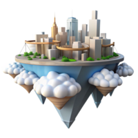 City in the Clouds A Floating Metropolis A visionary depiction of a city floating among the clouds, capturing the essence of futuristic urban design. png