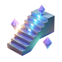 ascendente passos para sucesso dentro uma caprichoso três dimensional cena do encantamento png