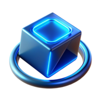 Neon Cube Abstract 3D Render A conceptual 3D depiction of a neon cube, focusing on vibrant colors and dynamic design. png