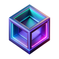 Neon Cube in a Three Dimensional Render with Futuristic Design and Bright Display png