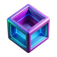 Neon Cube Abstract Three Dimensional Render in a Creative Scene of Design png