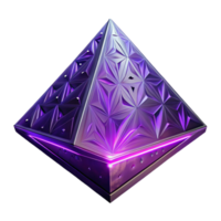Luminous Pyramid Geometric 3D Model A radiant pyramid navigating the digital landscape, its surface glowing with vibrant colors in a stunning render. png