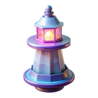 Lighthouse 3D Model Illuminated Tower A serene 3D model of a lighthouse, capturing its illuminated presence and coastal setting. png