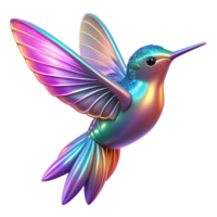 Iridescent Hummingbird Art A radiant depiction of a hummingbird navigating a world of art, its feathers shimmering with iridescent colors in a digital world. png
