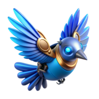 Cybernetic Bird in Flight in a Futuristic Three Dimensional Scene of Design png