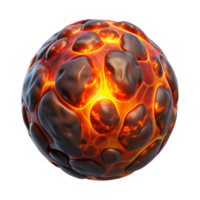 Glowing Lava Sphere A luminous 3D depiction of a lava sphere, highlighting its glowing features and enchanting presence. png