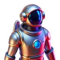 Metallic Robot Astronaut in a Futuristic Three Dimensional Scene of Exploration png