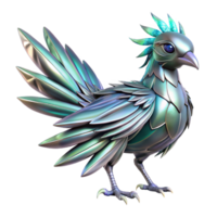 Metallic Bird Three Dimensional Render in a Futuristic Scene of Avian Design png