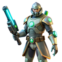 Sci-Fi Soldier with an Energy Weapon in a Futuristic Three Dimensional Scene of Combat png