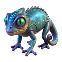 Glowing Chameleon Three Dimensional Render in a Mesmerizing Scene of Nature png