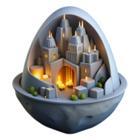 Miniature Cityscape in a Dome A whimsical 3D render of a miniature cityscape in a dome, capturing its magical atmosphere and enchanting design. png