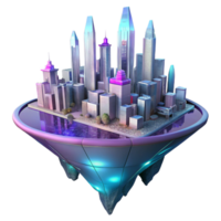 Floating Cityscape Urban Design A dynamic depiction of a cityscape floating in a digital world, capturing the essence of urban innovation. png