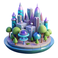 Futuristic Cityscape 3D Render A futuristic 3D render of a cityscape, capturing the essence of advanced urban design and modern aesthetics. png