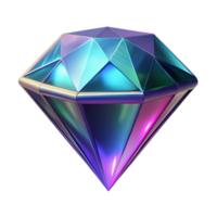 Iridescent Gem 3D Render A radiant gem with iridescent colors, captured in a stunning three-dimensional render. png
