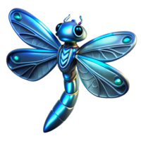 Metallic Dragonfly Three Dimensional Render in a Futuristic Scene of Design png