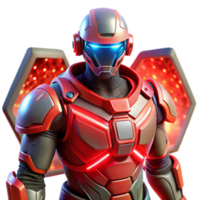 Red Futuristic Combat Armor Advanced combat armor crafted for the future, its sleek design glowing with a red hue. png