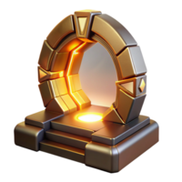 Glowing Portal Sci-Fi Archway A radiant portal navigating a sci-fi world, its surface glowing with vibrant colors in a digital world. png