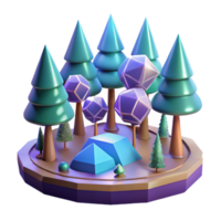 Geometric Forest Scene Three Dimensional Render in a Creative Scene of Design png