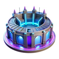 Neon Arena 3D Model A dynamic depiction of an arena navigating a world of neon, captured in a stunning three-dimensional model. png