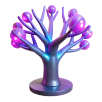 Glowing Orb Tree Abstract Art Decor A luminous 3D depiction of an orb tree, highlighting its glowing features and enchanting presence. png