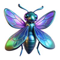 Iridescent Bee 3D Render A radiant bee with iridescent colors, brought to life in a stunning three-dimensional render. png