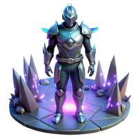 Crystalline Knight Fantasy Game Art A dynamic depiction of a knight navigating a world of crystals, ready for battle in a digital world. png