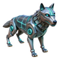 Cybernetic Wolf Robotic Canine - A futuristic depiction of a wolf with cybernetic elements showcasing advanced mechanical design and sleek features png