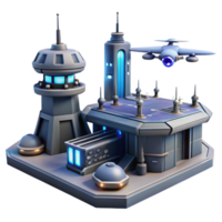 Futuristic Drone Station Complex in a Visionary Three Dimensional Scene of Innovation png