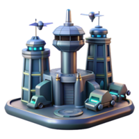 Futuristic City Center Complex - A dynamic depiction of a futuristic city center complex blending advanced technology with urban design png