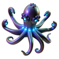Cybernetic Octopus 3D Render A futuristic 3D depiction of a cybernetic octopus, showcasing its advanced design and mechanical features. png