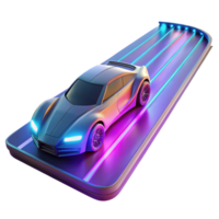 Racing Game on Mobile A dynamic 3D render of a racing game on a mobile device, capturing the essence of speed and modern gaming. png