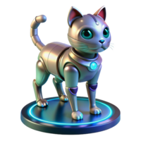 Cybernetic Cat Robot in a Futuristic Three Dimensional Model of Design png