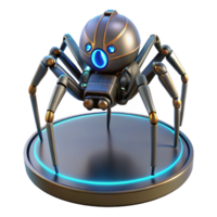 Futuristic Spider Robot Design A dynamic depiction of a spider crafted as a futuristic robot, capturing the essence of innovation in a digital world. png
