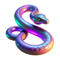 Rainbow Serpent 3D Render A radiant serpent with scales that glow with rainbow colors, captured in a stunning three-dimensional render. png