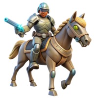 Futuristic Knight on Horseback - A dynamic depiction of a knight on horseback with futuristic elements blending advanced technology with historical themes png